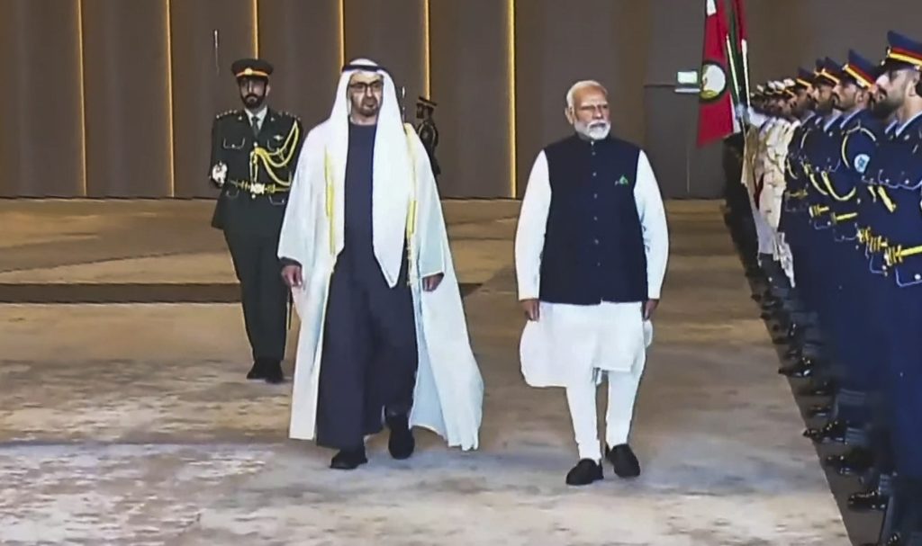 Prime Minister Modi's welcome to Abu Dhabi