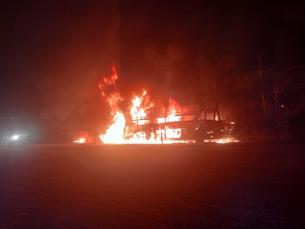 The thrill of a burning bus near Sankeshwar
