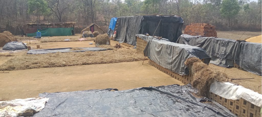 गुंजीत पावसामुळे वीट उत्पादकांची तारांबळ Due to heavy rains, brick manufacturers are struggling