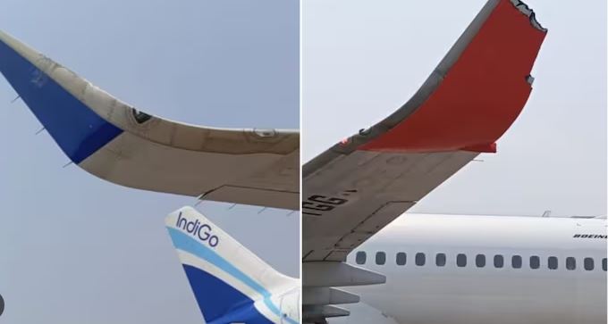 An IndiGo plane collided with another plane on the runway