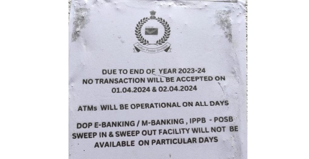 Post office services stopped due to March ending