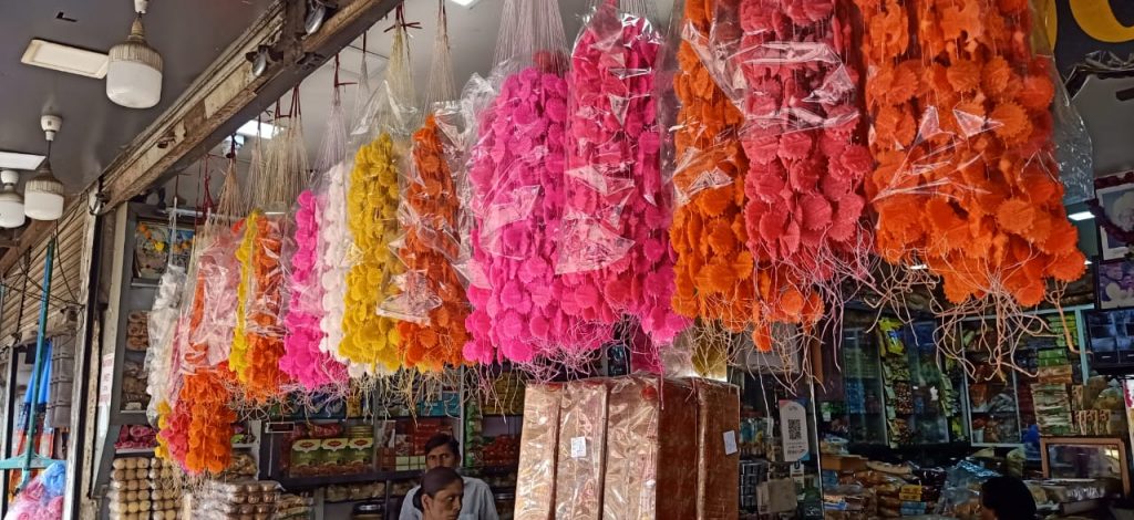 The market is decorated for Gudi Padva