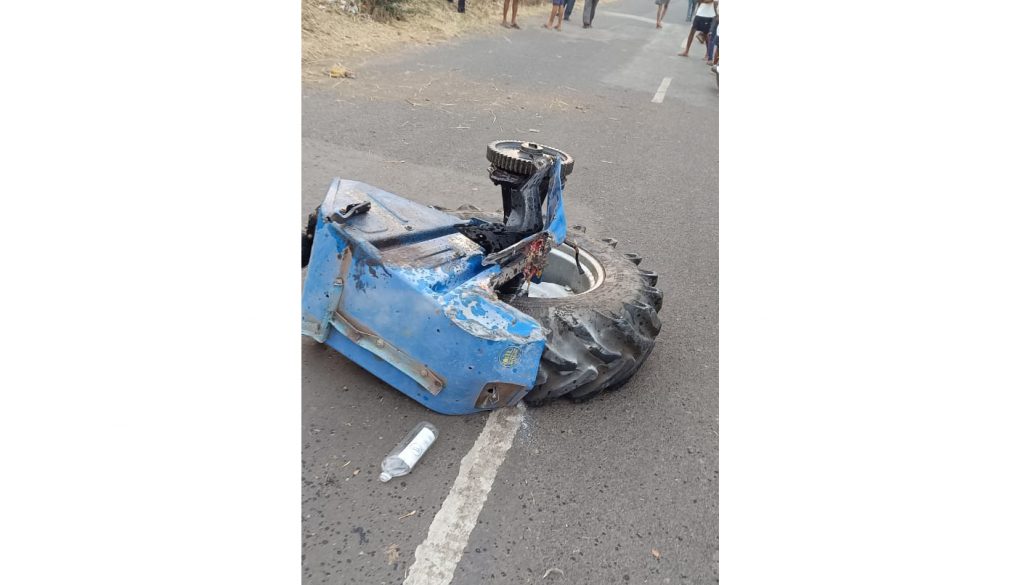 The impact of the truck also shattered the tractor along with the driver