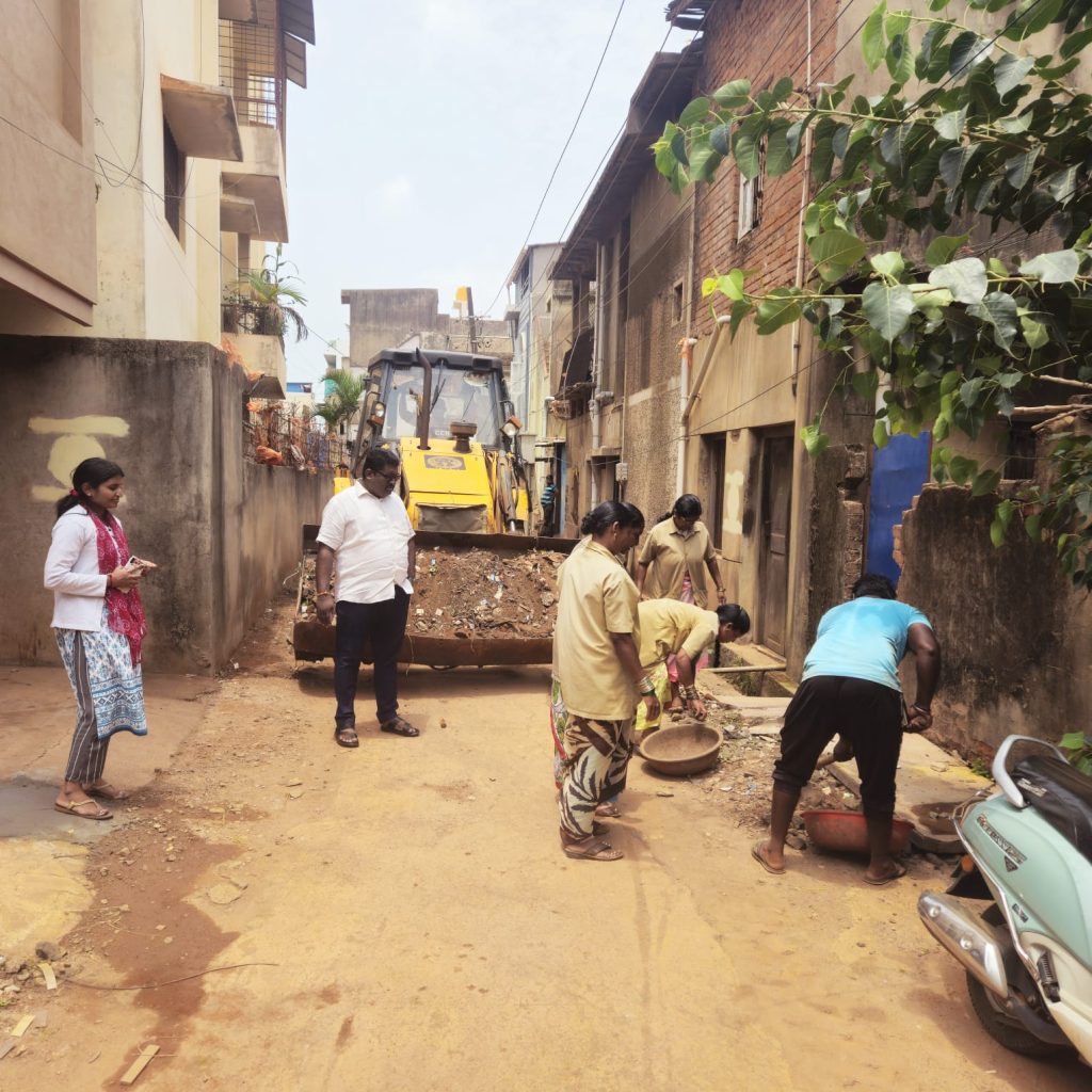 Soil piles were removed from Shahapur-Pawar Galli