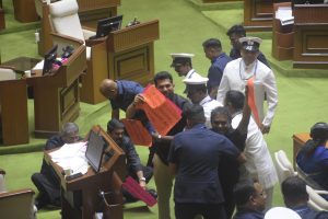 Opposition members create ruckus with slogans